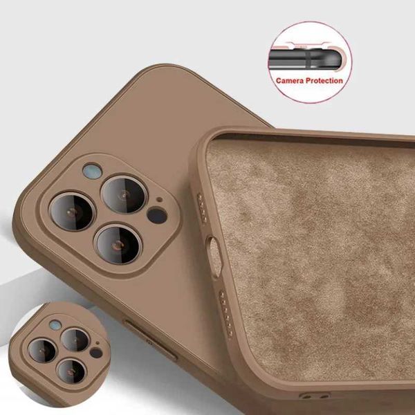 liquid silicone soft style phone case suitable for iPhone 16 15 14 13 12 Pro Max Plus Protective Candy Color microfiber cover M241008