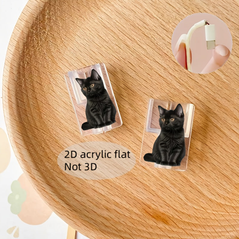 TEMU Black Cat Cable Protector - Durable Anti-breakage Charger Cord Cover, Device Accessory, Design, Flexible Protection, Gadget Accessory, ,