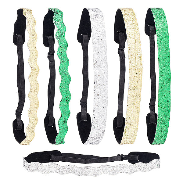 6 fasce per capelli in tessuto glitterato di 6 colori