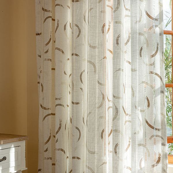 C249 Freshly Designed Semi Blackout Door Curtains with Grid Pattern - Made of Soft Cotton & Linen Fabric Curtain
