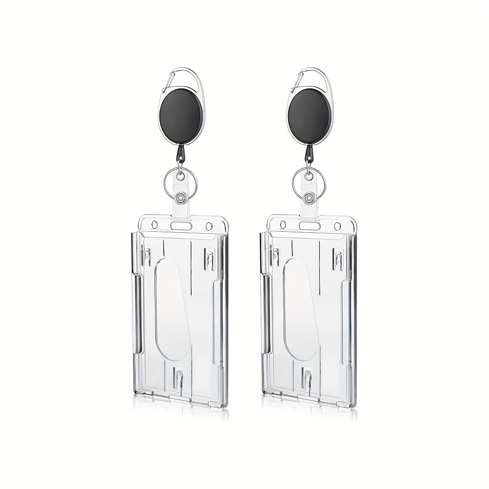 TEMU 1pc Card Holder With Expandable Badge Reel Clip – Thumb Slot Credit Card Protector For Nurses, Doctors, Teachers, And Office Workers, Office