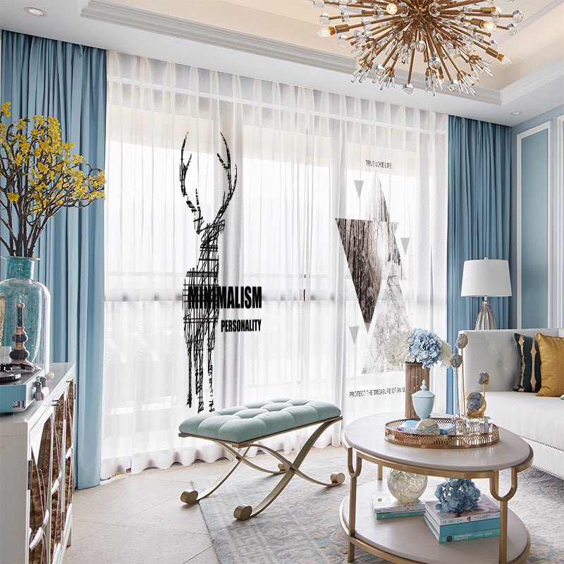 YL-36563 Whole house Nordic forest elk curtain modern ins style bedroom living room blackout floating window gauze package