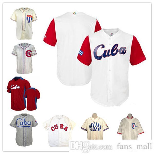 Custom Men&#039;s Team Cuba Baseball Jerseys Cream Gray White Red 2017 Baseball Classic Shirt 1947 Road Jersey Cuba UAA 1952 Good Uniforms