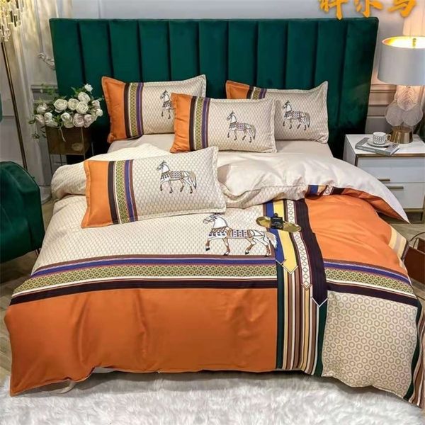 sets 4pcsset Plaid Bedding en Cotton Duvet Cover Pillowcase Bedspread On The Horse Bed Set Fitted Sheet 220924