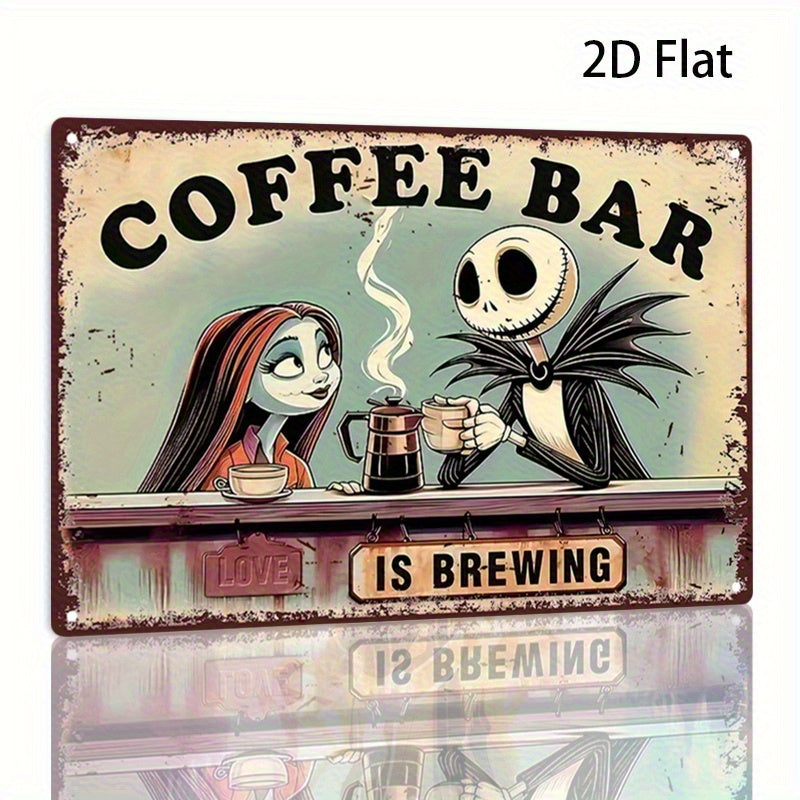 TEMU 2d Flat - 1pc Metal Wall Art Sign & Coffee Bar Retro Tin Poster, Vintage Halloween Decor For , 19.99x30.0 Cm, Halloween Wall Decor Whimsical