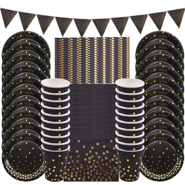 Disposable Dinnerware Blue Pink Tableware Birthday Wedding Party Decorations Paper Plates Cups Napkins Baby Shower Supplies 230110