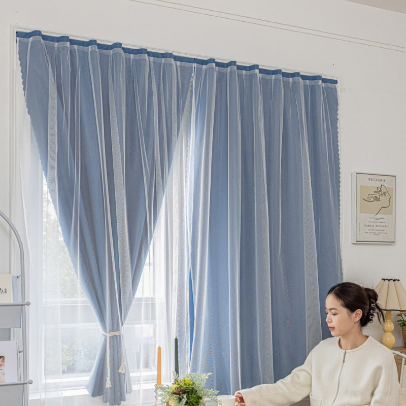 YL-36758 blackout curtain for rental bedroom bay windows, punch-free installation, Velcro-type blackout curtains, factory cross-border wholesale