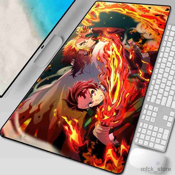 Mouse Pads Wrist Rests XL Anime Kimetsu no Yaiba Pad Mouse HD Print Computer Gamer Locking Edge Mousepad XXL Keyboard PC Mice Mats Pad For C