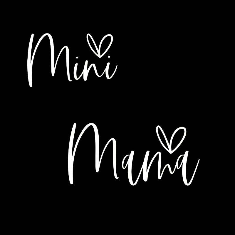 TEMU 2pcs "mama" & "mini" Personalized Heat Transfer Stickers - Washable Pvc, Ideal For , T-shirts, Jeans, Backpacks, Romantic Gift Idea, Romantic