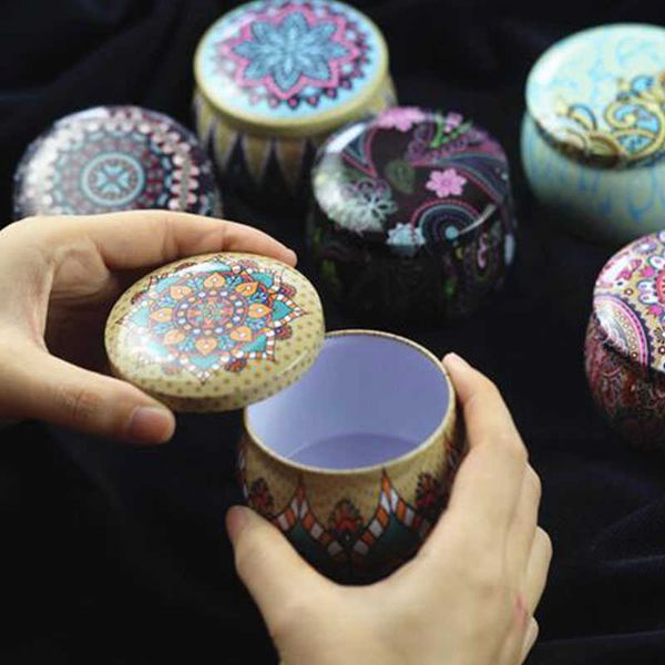 Storage Bottles Jars Candy Box Containers Tin Box Cookie Storage Cans Tea Packaging Organizer Round Drum Tinplate Box Tin Box Gift Jewelry B