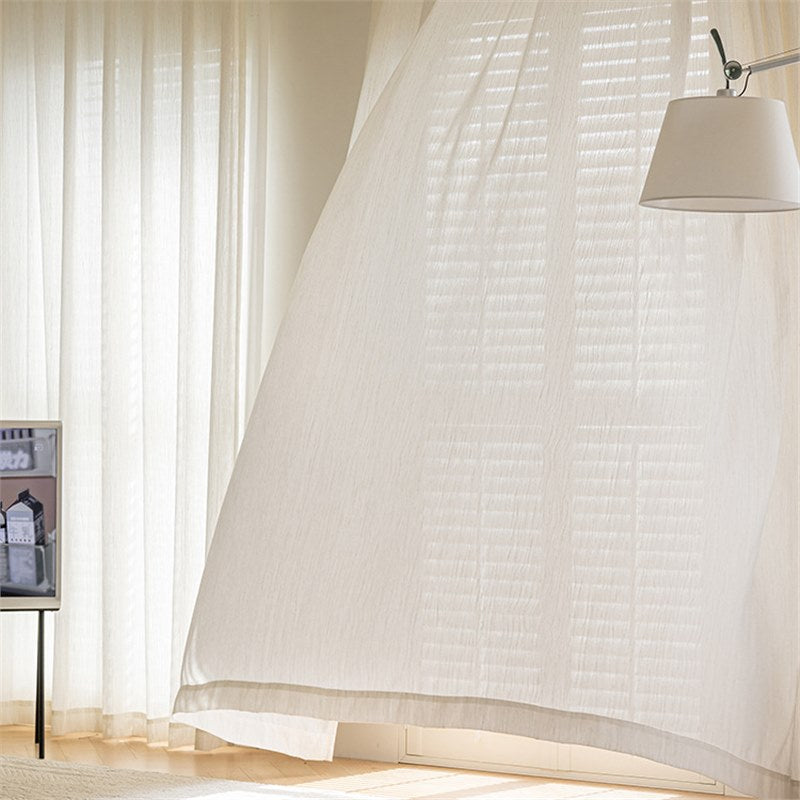 A759 new medieval style Fufeng gauze curtain light-transmitting and non-transparent window screen bedroom living room balcony linen curtain finished