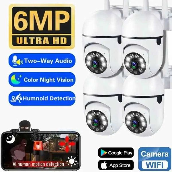 IP Cameras 6MP WIFI Wireless Security Monitor Camera 4X Zoom Indoor Surveillance Human Tracking Two-way Audio Cameras Color Night Vision 240