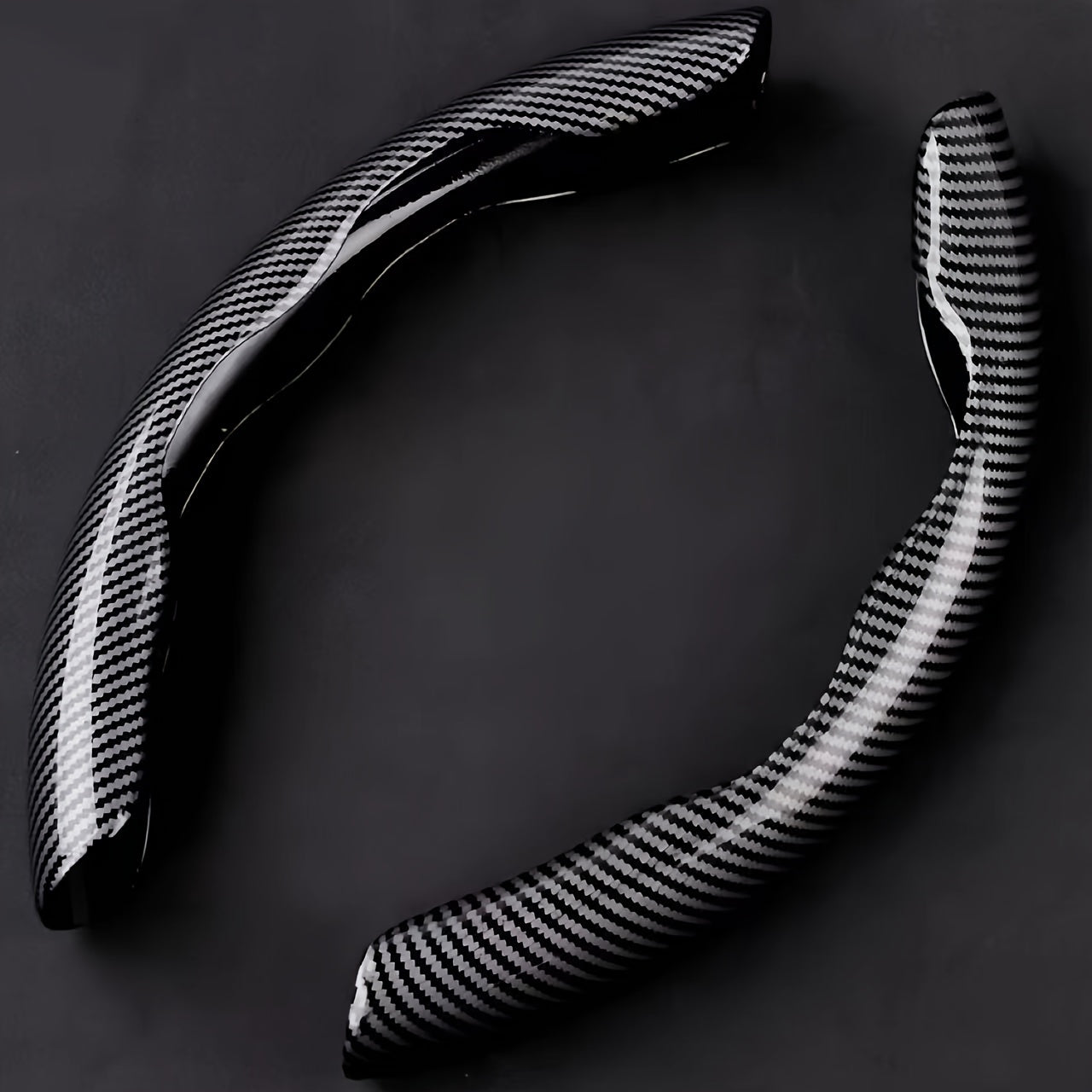 TEMU Thin Carbon Fiber Leather Steering Wheel Cover - Non-slip, Vehicle Models, Sleek Black With Blue Accents, & Stylish Driving Accessory, Car Wheel