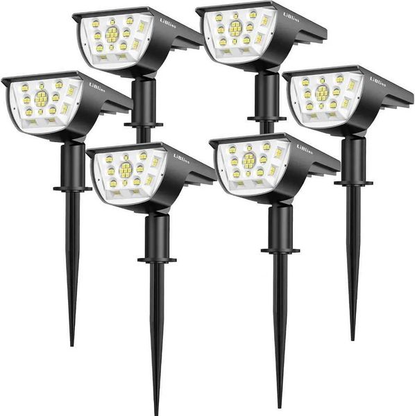 Solar Landscape Spotlights Outdoor 6 Pack-3 Modes 2-in-1 Solar Landscaping Spotlights IP67 Waterproof Solar Powered Wall Lights Y240820