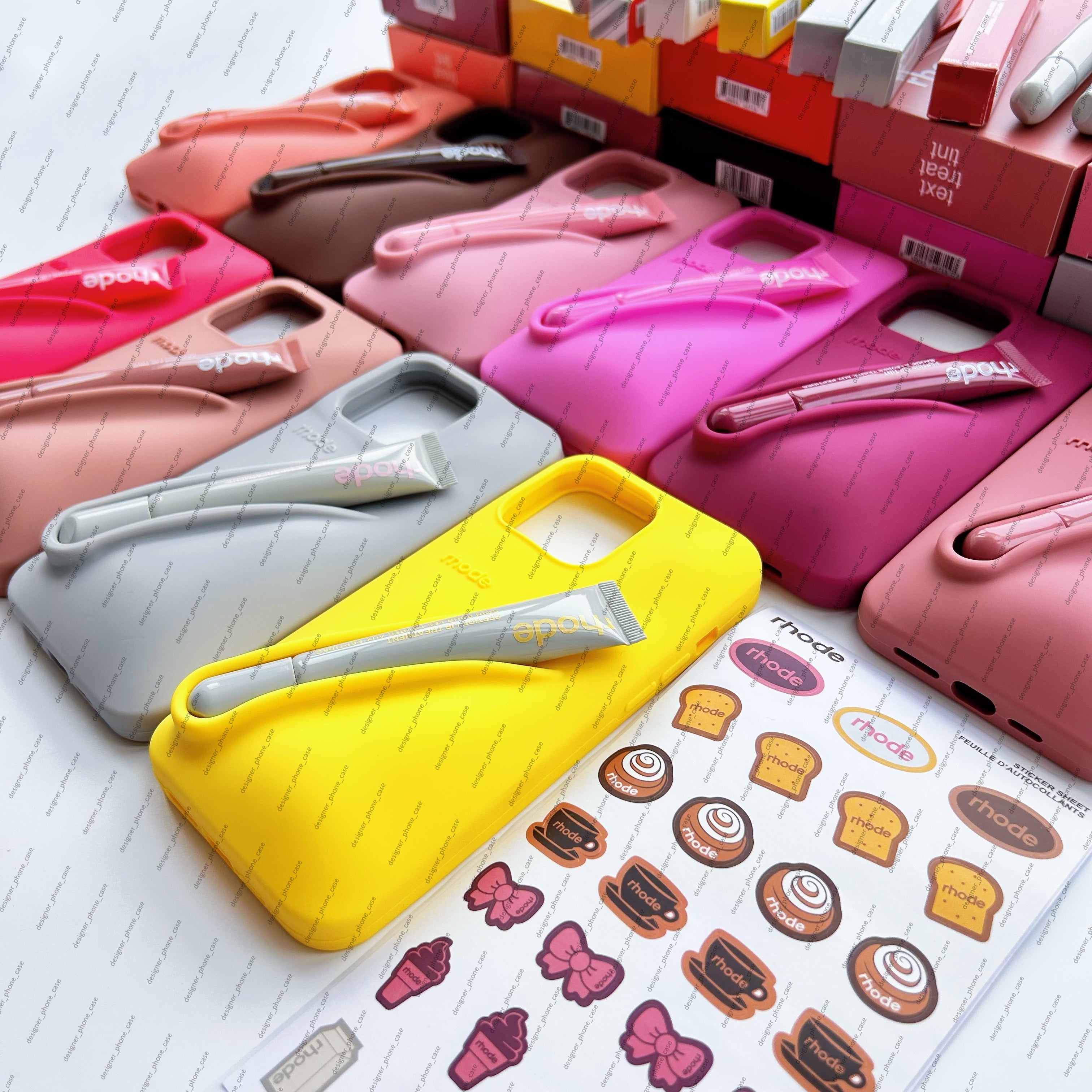 Rhode Phone Case Lipstick Portable Case Lip Gloss Mouth Red lipstick Make Up airpodspro max iPhone Silicone Phone Case for 16 15 Pro Bracket Case Si