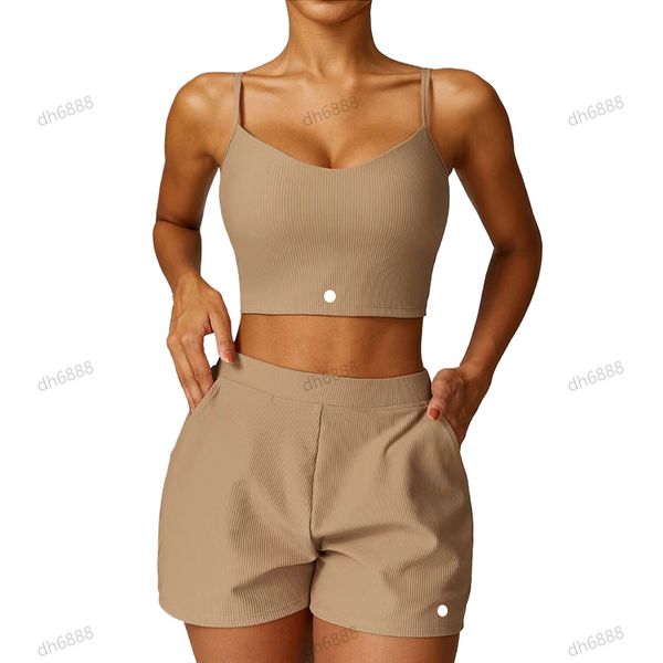 Lycra fabric womens Yoga Set lingerie Thread yoga vest shorts fast dry running blazer tight tank top woman