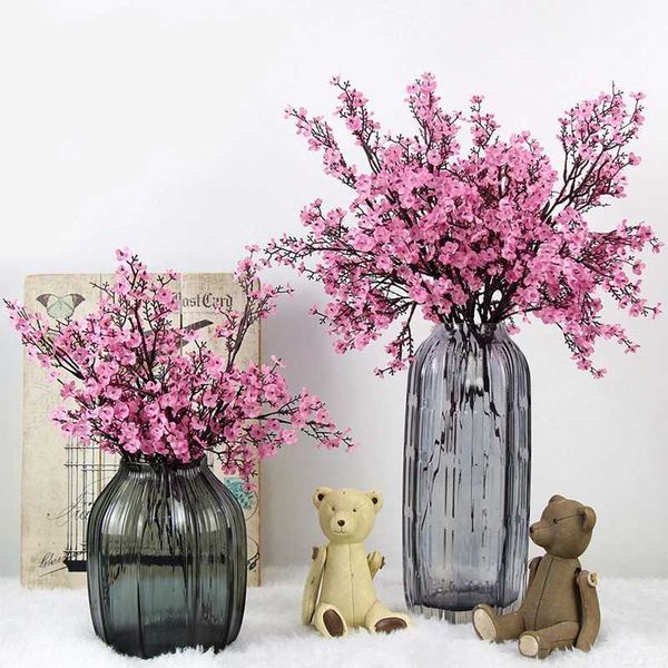 White Artificial Flowers Cherry Blossoms Gypsophila Fake Plants DIY Wedding Bouquet Vases for Home Decor Faux Christmas Branch Y240801