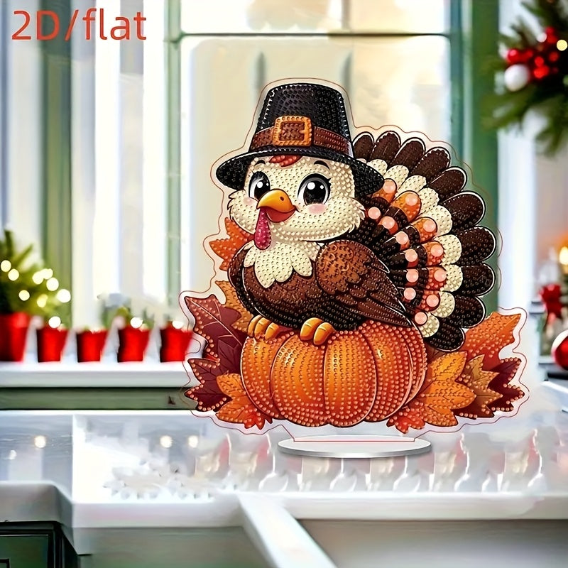 TEMU 2d Flat Diamond Painting Set, Pumpkin And Turkey Patterns, 5d Irregular Art Desktop Decoration, Special Shape Diamond Mosaic Bedroom, Dining