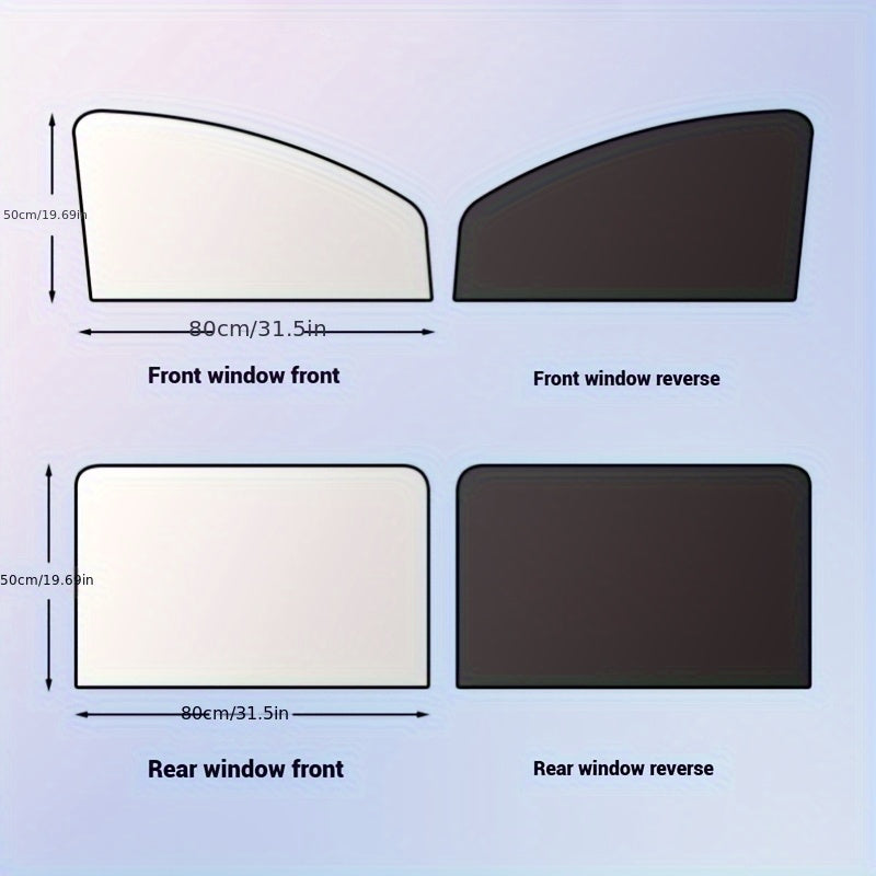 TEMU Fit Magnetic Car Window Sunshade Curtain - Black Thermal Insulating & Uv Blocking Privacy Shade With Easy Magnetic Attachment, Heat-reducing