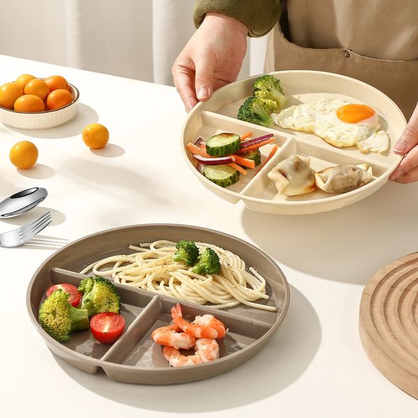 WORTHBUY Circular Split Plate Microwave Safe Food Fruit Salad Service Tray Kitchen Utensils Plastic 240826