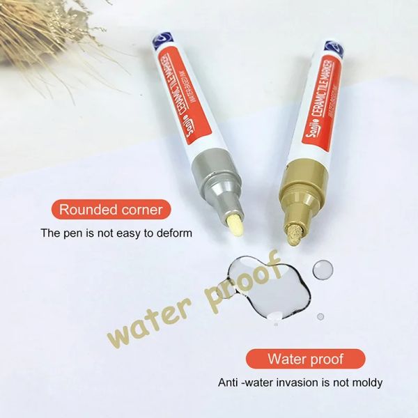 Waterproof Tile Gap Marker Grout Pen Wall Seam Color Repair Pen for Bathroom Kitchen Toilet Floor Seam Repair Black White Gray