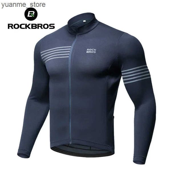 Cycling Jackets ROCKBROS Winter Cycling Jacket Warm Long Sleeves Top Riding Clothing Tight Reflective Mens Cycling Jersey Profession Cloth J