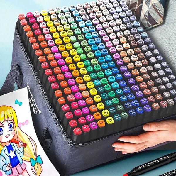 24-80 color double headed oil art marker pen set used for drawing sketch markers based on oil tips graffiti comics school art supplies 25010