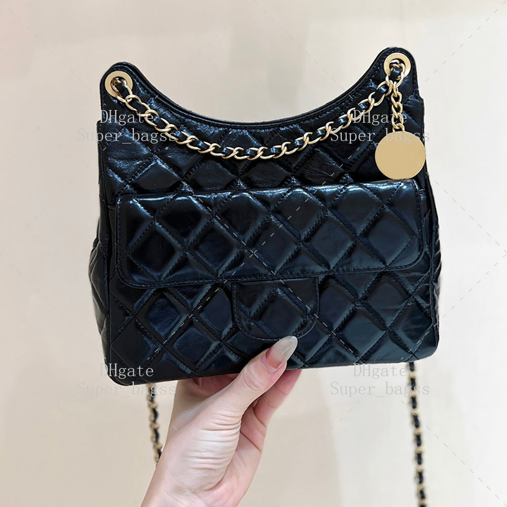 Hobo Handbag 22CM Mirror Quality Chain Bag Designer Hobo Bag Calfskin Shoulder Bag Designer Woman With Box 24C28A