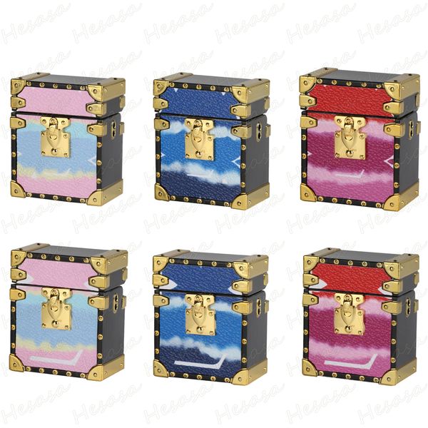 Luxury Floral Print Earphone Package Bag for Apple Airpods 1 2 3 Pro Pro2 Pro3 Gradiant Color Leather TPU Earbuds Wireless Bluetooth Chargin