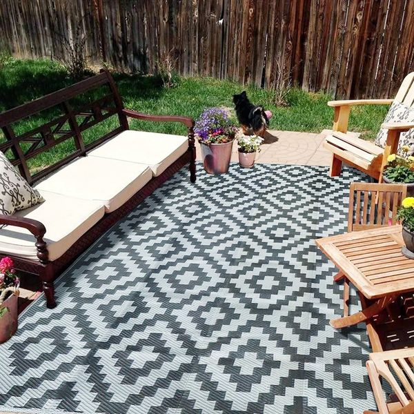 Carpet Picnic Blankets 120 x 180cm Reversible Floor Mat Recycled UV Resistant Rugs Outdoor Plastic Rug Foldable 230105
