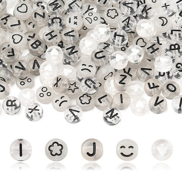 200pcs perles acryliques rondes plates