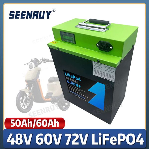 SEENRUY 48V 60V 72V 50AH 60AH LiFePO4 Lithium Scooter Motorcycle Battery Pack Built-in Bluetooth can Monitor the Status With APP