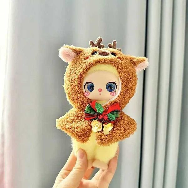 Doll Accessories For 16cm Liila Lucky Cat pendant doll wearing plush baby clothes snowman elk shawl cute for Christmas decoration