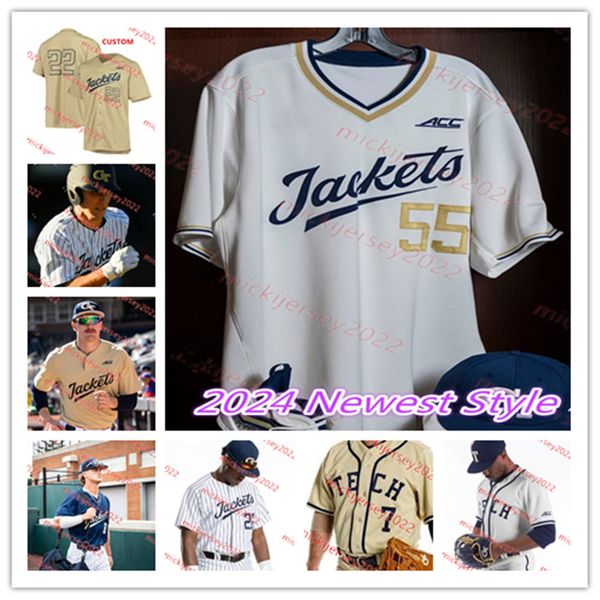 Tate McKee Georgia Tech Yellow Jackets Baseball Jersey 21 Ben King 29 Mason Patel 30 Brett Thomas 45 Michal Kovala 12 Bobby Zmarzlak Stitche
