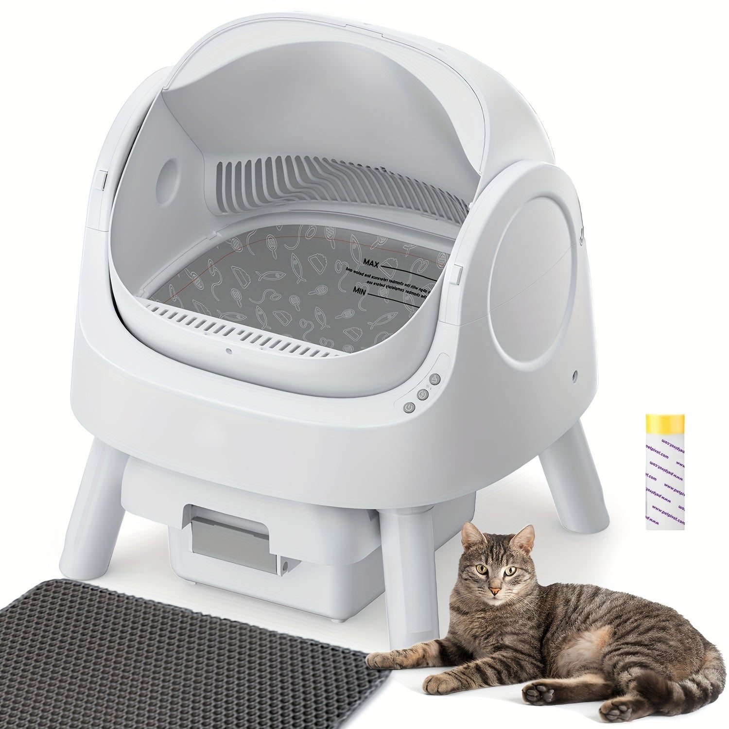 TEMU Open- Cleaning Cat Litter Box, Safety Automatic Cat Litter Box For Multiple Cats, , Easy Clean