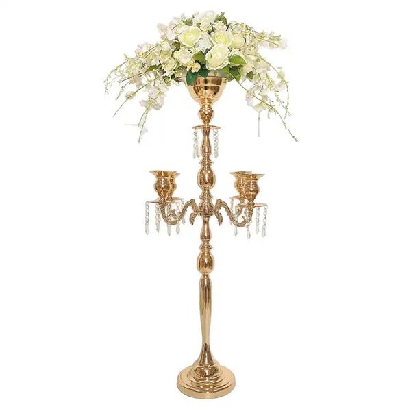 Luxury Gold Candelabra Centerpiece Flower Stand Candelabra Candlestick Holders Flowers to Decorate Wedding Backdrops 56