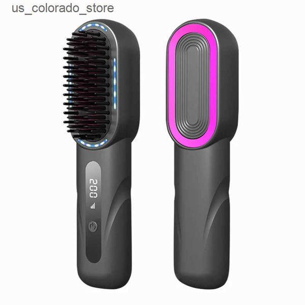 Electric Hair Brushes Wireless Straight Curling Comb Ion Straightener Rechargeable Anti-scalding Care L240910 L0911