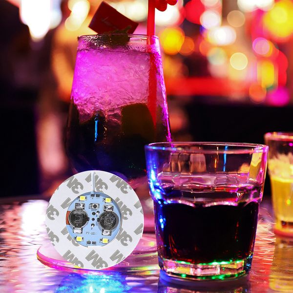 Up Coasters for Drinks Liquor Bottle Novelty Lighting Stickers Coasters Flash Light Up Bar Coaster for Club Bar Party Wedding Decor Multicol
