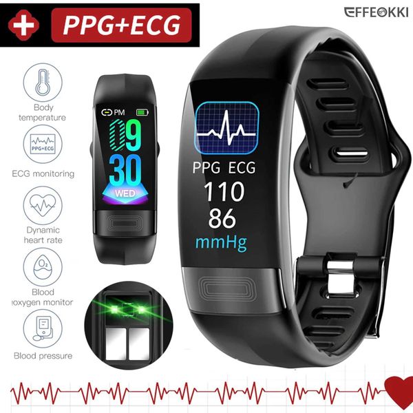 EKG PPG SPO2 Smart Bracelet Watch Medical Health ECC Fitness Rastreador para homens Mulheres Calorias Pressão sanguínea Smartwatch Y240817