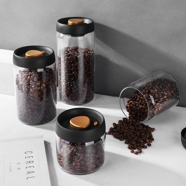 Storage Boxes Bins GIANXI Vacuum Coffee Beans Bottles Creative Sealed Glass Tank Food Grains Container Transparent Tea Candy 230613