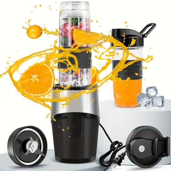 Personal Portable Bullet Blender, 500W For Shakes And Smoothies, Button-Free Blender, 14 & 20 Ounce Blender Jar With Lid, BPA Free, Easy To