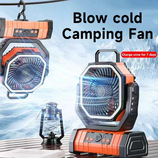 Electric Fans 20000mAh battery powered fan portable charging desktop-camping with LED light and hook outdoor for tent car travel H250112 DR9