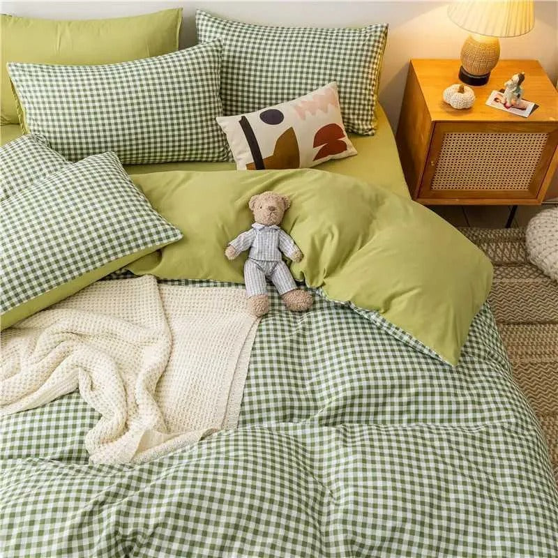 Bedding Sets 4Pcs Vintage French Printing Lace Ruffles Princess Set Milk Velvet Warm Quilt Cover Bed Skirt Bedspread PillowcasesHMB