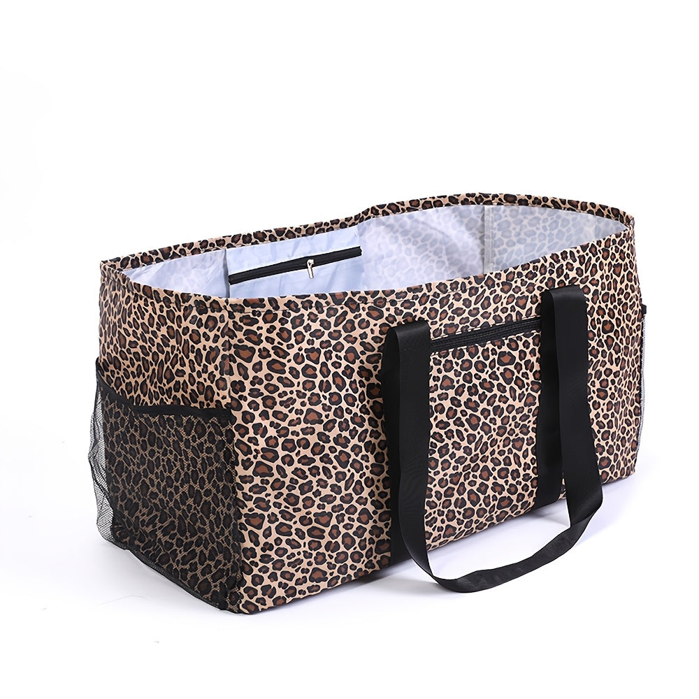 TEMU Large Capacity Picnic Basket - Essential Outdoor Carrying Handbag, Printed Shopping Tote Without Lid, Open Storage Bins For