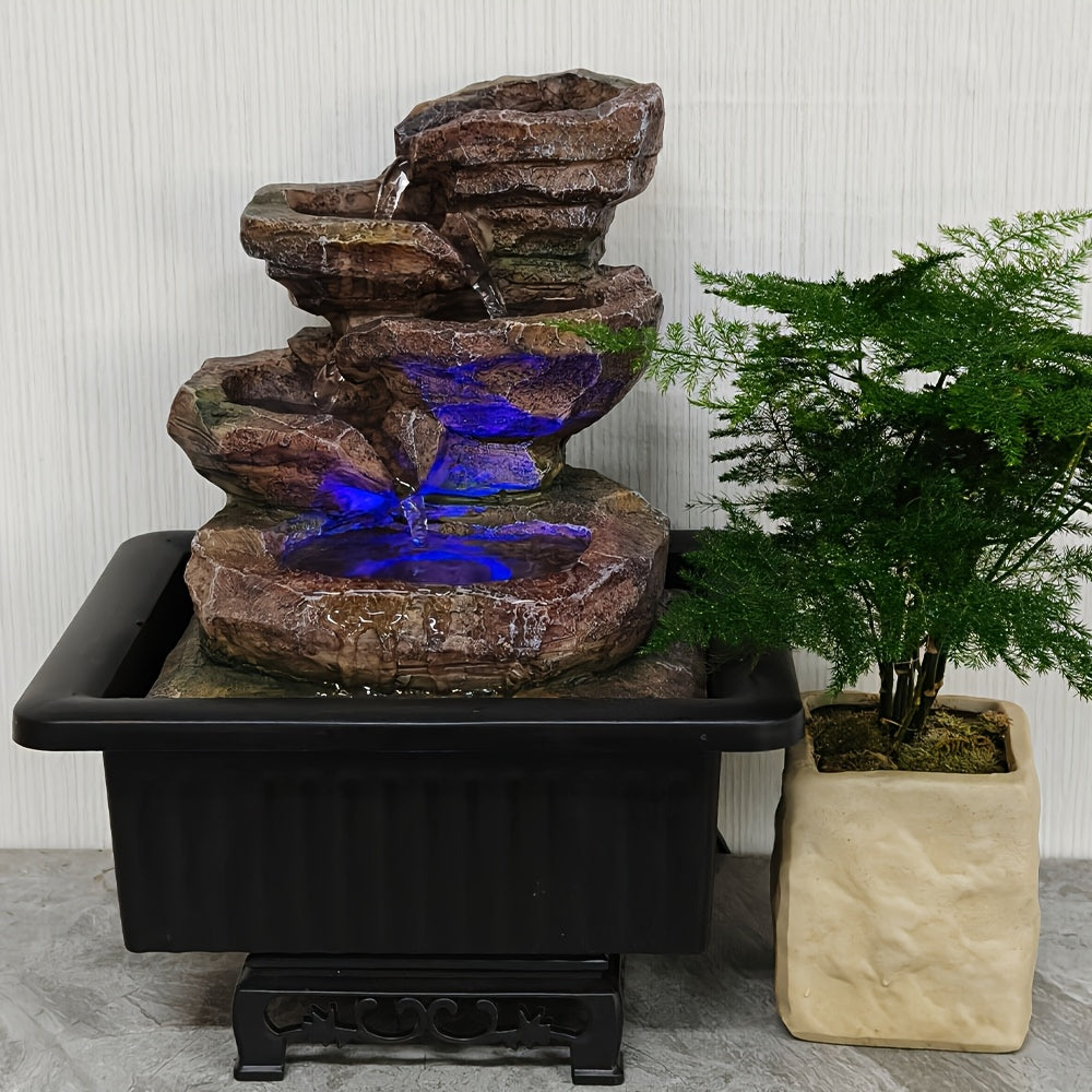 TEMU 1pc- Staggered Rock Desktop Fountain, Usb-powered, Ideal For Home And Office Decor, Realistic Rock Design, Indoor-outdoor Use, New Year's,