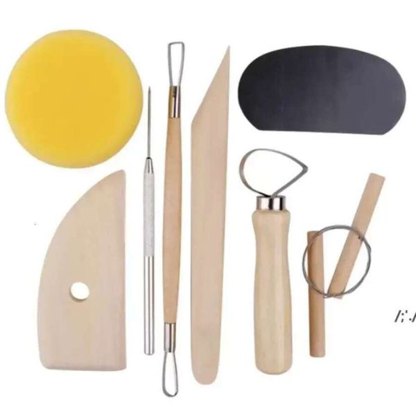 8pcs-set Reusable Diy Pottery Tool Kit Home Handwork Clay Sculpture Ceramics Molding Drawing Tools FY3431 0210