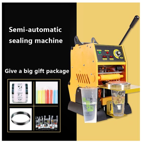 Commercial Household Semi-Automatic Plastic Cup Sealing Machine 315W Cup Sealing Machine Coffee-Milk Tea 300-400 Cups Per Hour