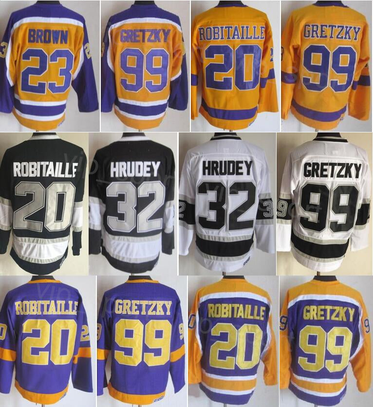CCM Hockey Retro 20 Luc Robitaille Jersey Retire 32 Kelly Hrudey 23 Dustin Brown 99 Wayne Gretzky 16 Marcel Dionne Vintage Classic ing Breathable Pu