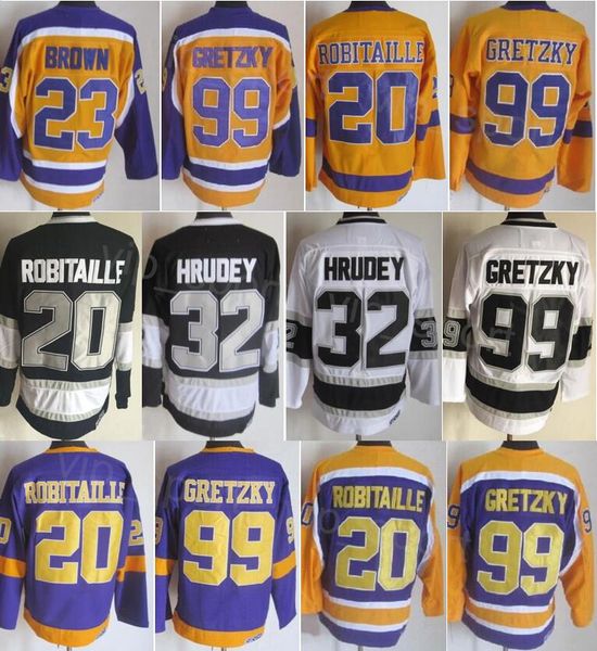 CCM Hockey Retro 20 Luc Robitaille Jersey Retire 32 Kelly Hrudey 23 Dustin Brown 99 Wayne Gretzky 16 Marcel Dionne Vintage Classic Stitching