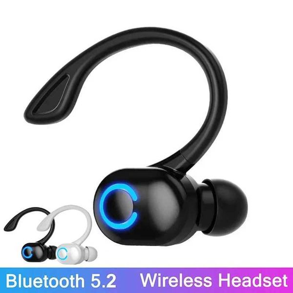 Bluetooth 5.2 Headset Business Wireless Earbuds Earphones Stereo Sports Game Headphone Ear Hook Mini HIFI Bass Noise Cancelling Y240823